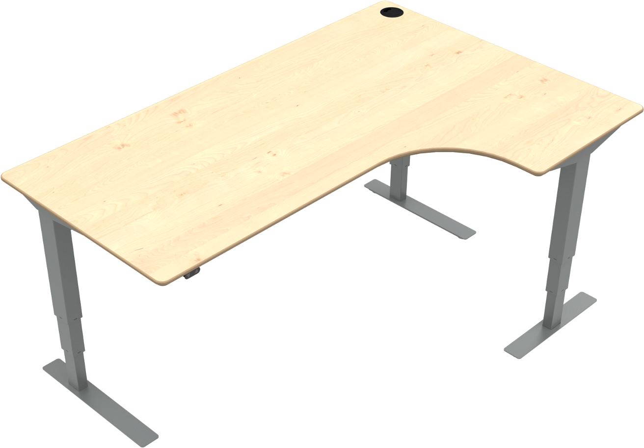 Hæve- Sænkebord -form To-bens Zennord Versastand 180x120 Cm Natur Sølv