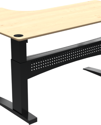 Hæve- Sænkebord  -form Zennord Flexdesk Sit-stand Skrivebord Ahorn Sort 180x120 Cm