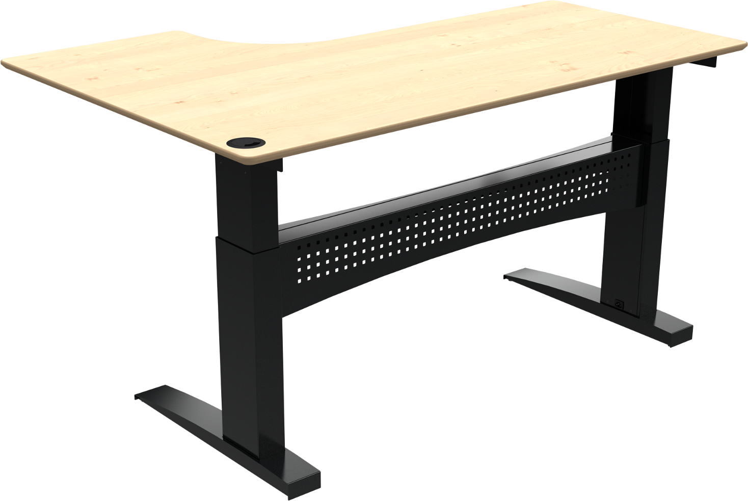 Hæve- Sænkebord -form Zennord Flexdesk Sit-stand Skrivebord Ahorn Sort 180x120 Cm