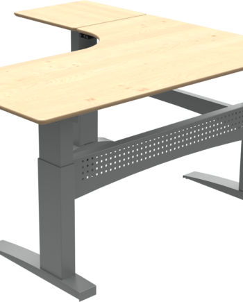 Hæve- Sænkebord Skrivbord Zennord Flexdesk Tre-bens  -form Venstrevendt 180x180 Cm Ahorn Natur Sølv Bosch-motor