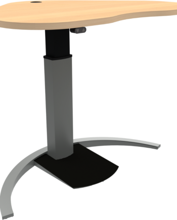 Hæve- Sænkebord Skrivebord Enkeltben Zennord Ergotable Hjerteformet Bordplade   Bøg Med Sølv Stel Højdejusterbart 68-120 Cm