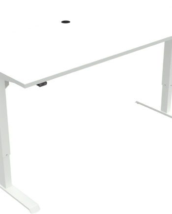 Hæve- Sænkebord Skrivebord To-bens Firkantet Zennord Adaptdesk Hvid Melamin 180x80 Cm Højdejusterbar 68-118 Cm
