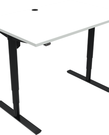 Hæve- Sænkebord Skrivebord To-bens Firkantet Zennord Comfortzone 501-49   Mfc 120x80 Cm Hvid Sort Med Kabelgennemføring
