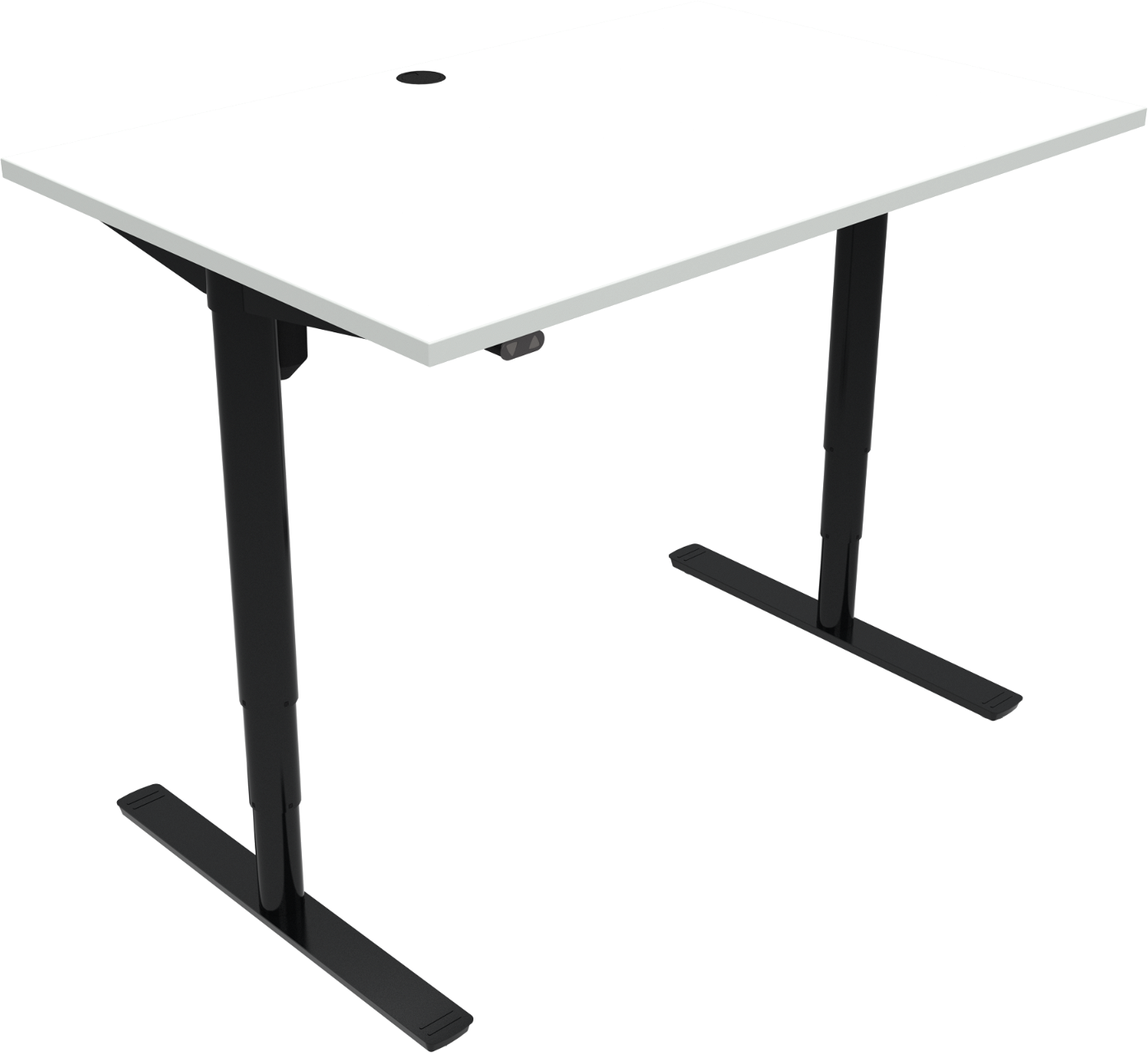 Hæve- Sænkebord Skrivebord To-bens Firkantet Zennord Comfortzone 501-49 Mfc 120x80 Cm Hvid Sort Med Kabelgennemføring