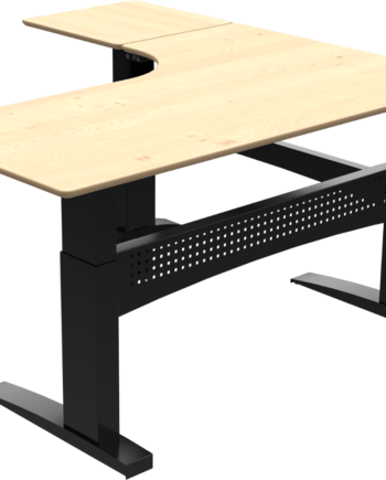 Hæve Sænkebord Skrivebord Zennord Flexdesk Tre-bens  -form Venstrevendt   Ahorn Natur Sort
