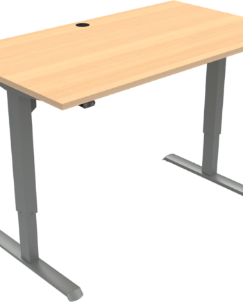 Hæve- Sænkebord To-bens Firkantet Kontorbord Zennord Adaptdesk Natur Sølv 80x140 Cm