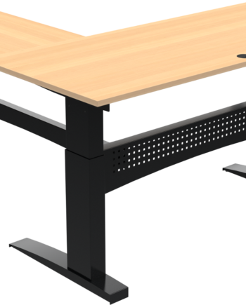 Hæve- Sænkebord Tre-bens Firkantet Zennord Flexdesk 501-11 180   180 Cm Med Kabelføring Natur Sort