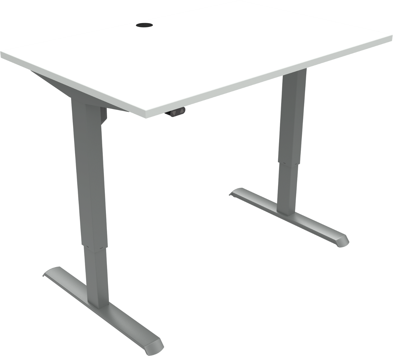Hæve- Sænkebord Zennord Adaptdesk Firkantet To-bens Skrivebord Hvid Melamin Med Sølv Stel 120x80 Cm Højde 68-118 Cm