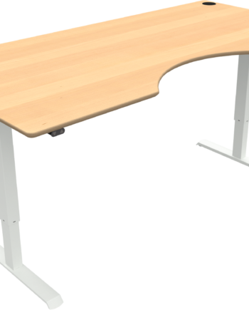 Hæve- Sænkebord Zennord Adaptdesk Højdejusterbar   Bøg Med Centerudskæring 200x100 Cm Natur Hvid