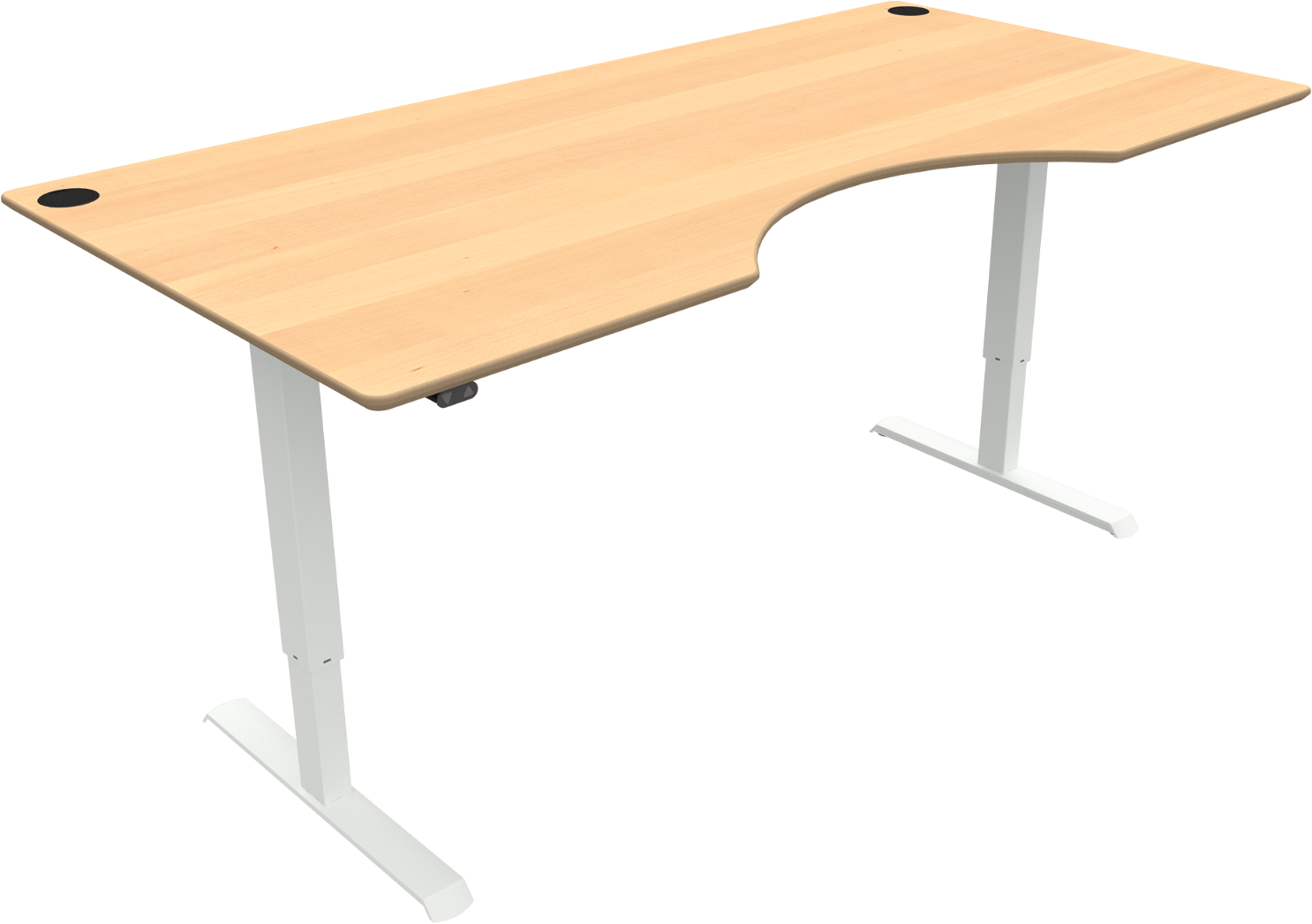 Hæve- Sænkebord Zennord Adaptdesk Højdejusterbar Bøg Med Centerudskæring 200x100 Cm Natur Hvid