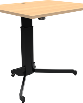 Hæve- Sænkebord Zennord Aerotable Enkeltbenet Skrivebord Bøge-melamin Natur Sort 100x80 Cm 68-120 Cm Med Låsbare Hjul