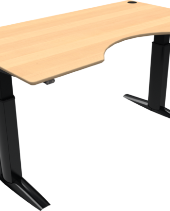 Hæve- Sænkebord Zennord Elevateline To-bens Med Centerudskæring Kontorbord Natur Bøg Sort Stel