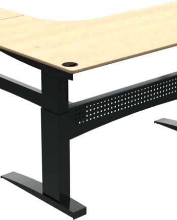 Hæve- Sænkebord Zennord Flexdesk  -formet Tre-benet Sit-stand-bord Med Bosch Motor 180x180x122 Cm Natur Sort