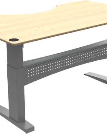 Hæve- Sænkebord Zennord Flexdesk To-bens 180x100 Cm Med Centerudskæring   Ergonomisk Ahorn Natur Sølv