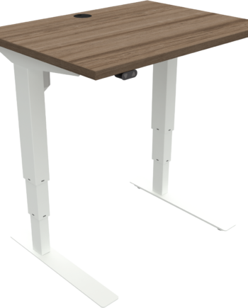 Hæve- Sænkebord Zennord Versastand To-bens Firkantet Mørk Valnød Hvid 80x60 Cm Sit-stand Skrivebord