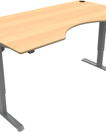 Hæve-sænkebord Skrivebord Zennord Adaptdesk To-bens Med Ergonomisk Centerudskæring 180x100 Cm Naturbøg Sølv