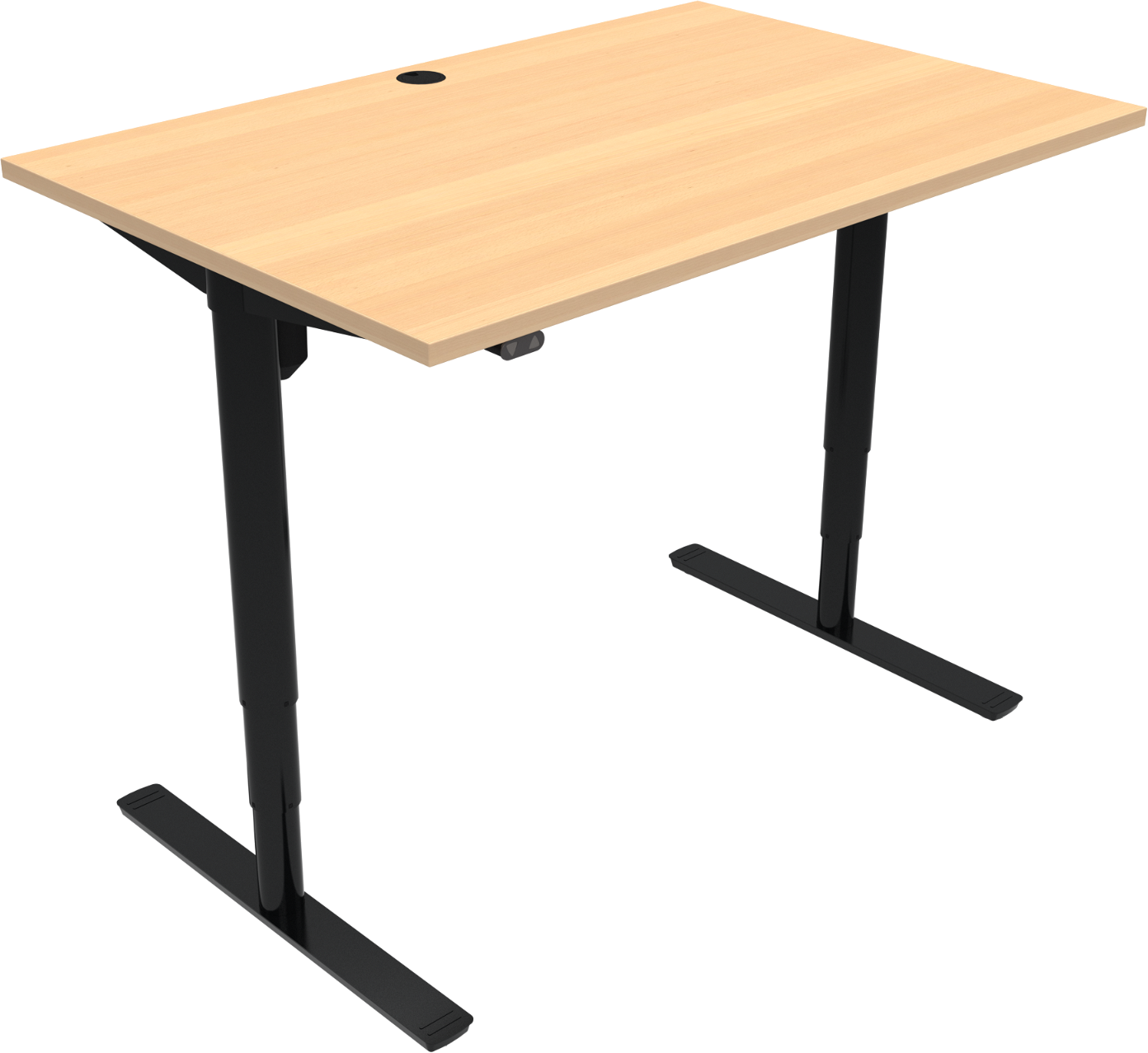 Hæve-sænkebord Zennord Comfortzone Firkantet Kontorbord Med Bøgeplade 120x80 Cm Højdejusterbar 65-125 Cm Natur Sort