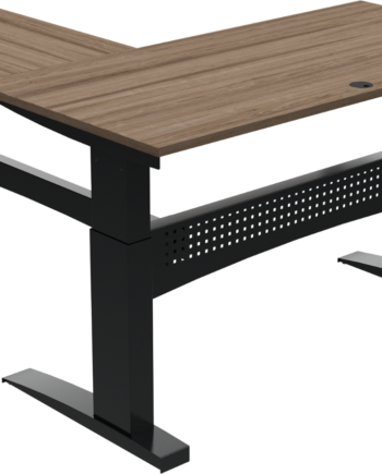 Hæve-sænkebord Zennord Flexdesk Tre-benet Firkantet 160x160 Cm Mørk Natur Sort Valnød
