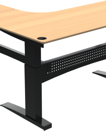 Hæve-sænkebord Zennord Flexdesk Tre-bens  -formet Naturfiner Sort 180x180x122 Cm