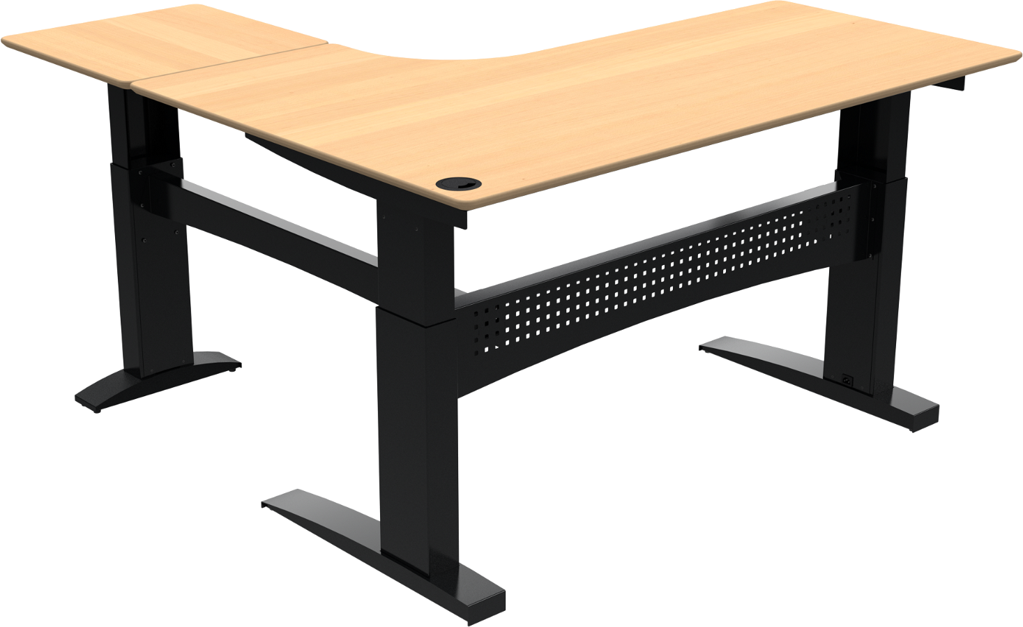 Hæve-sænkebord Zennord Flexdesk Tre-bens -formet Naturfiner Sort 180x180x122 Cm