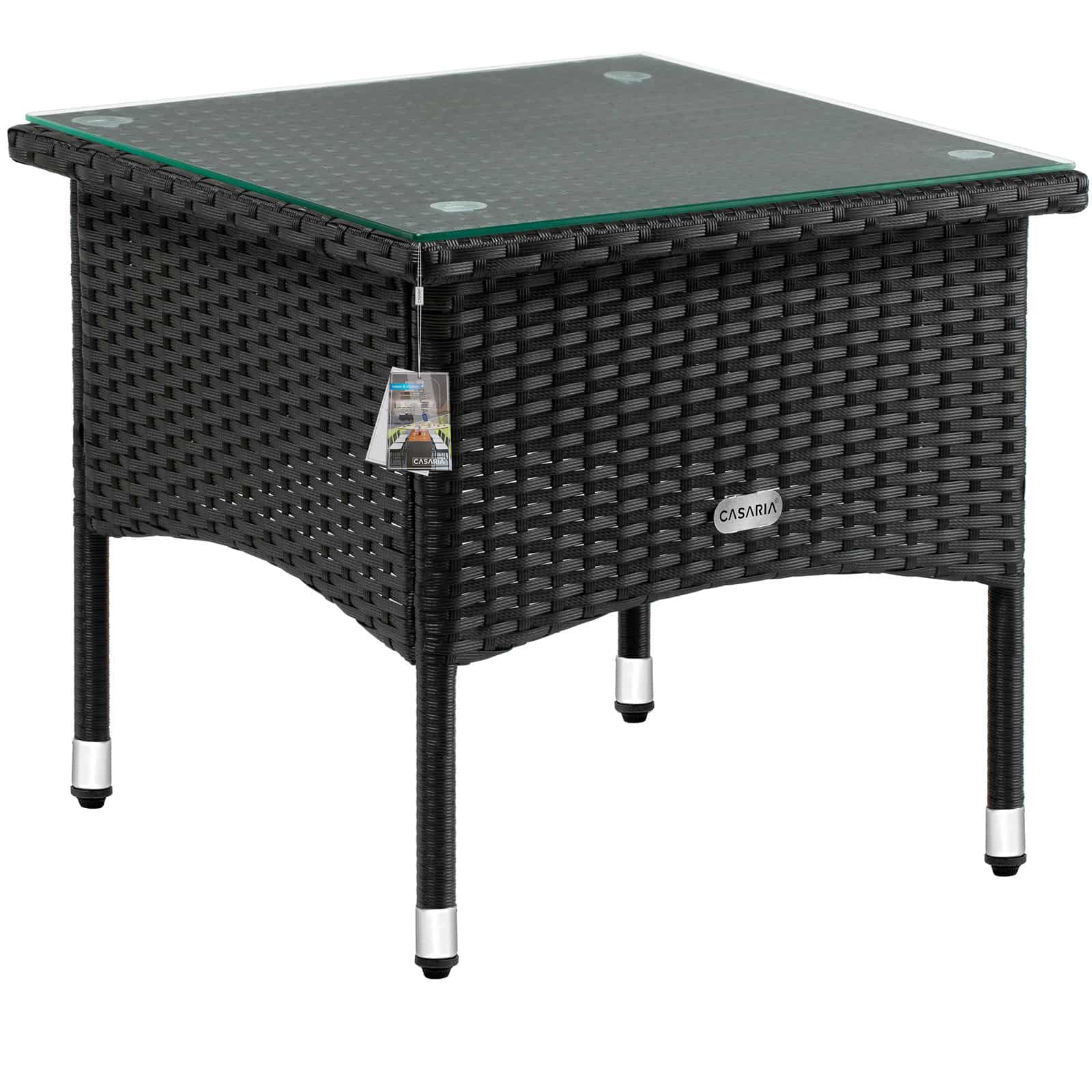 Havebord   Polyrattan   Sort Sidebord Til Terrassen  50   50   45 Cm