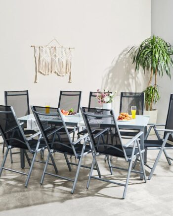Havemøbelsæt  Alu Bern  190x90cm Bord  Sølv