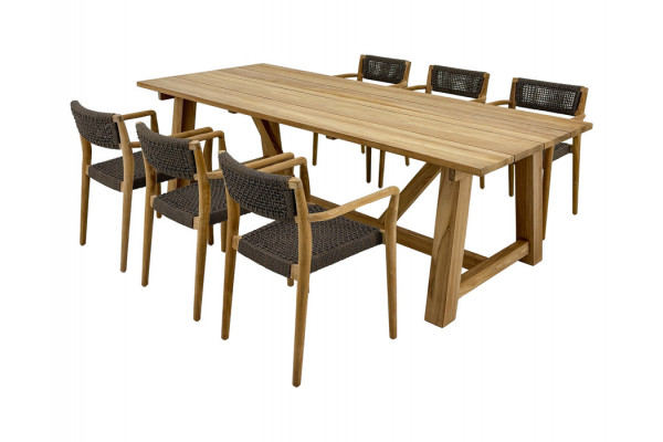 Hercules Tonka Teak Havemøbelsæt     Stole 100x246 Cm