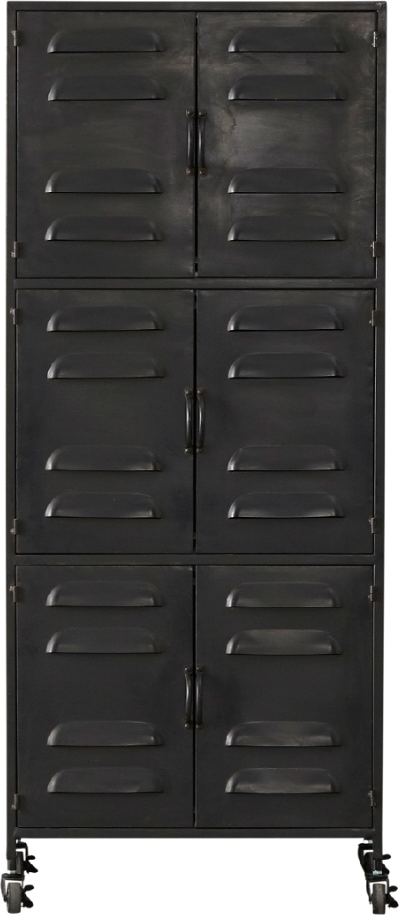 Highboard Skab Woood Boaz Opbevaringsskab Sort Jern H145x60x40 Cm Med Hjul