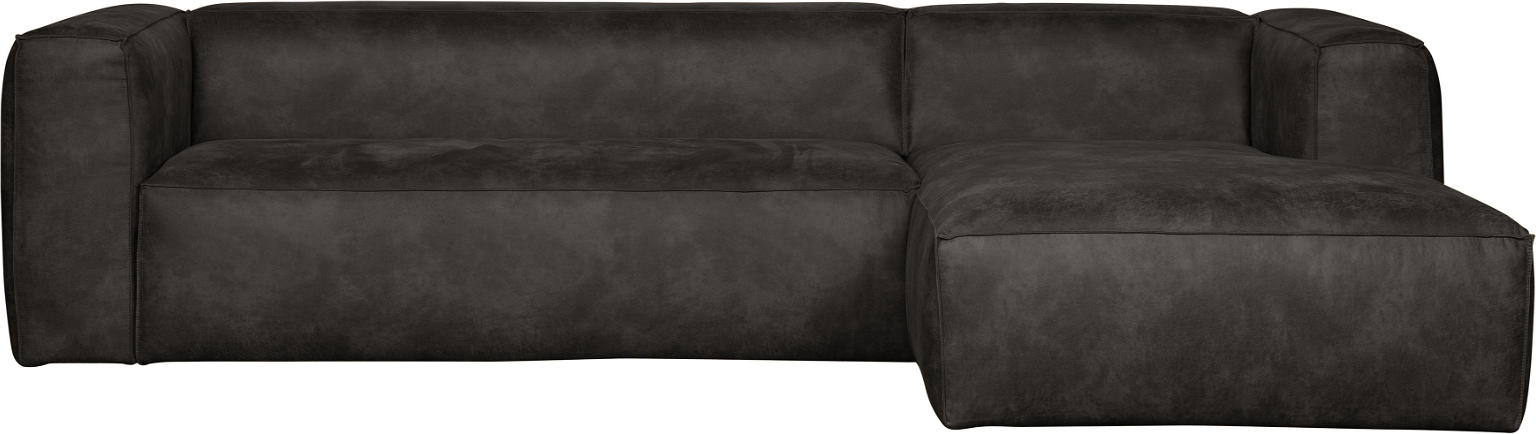 Hjørnesofa Højrevendt Woood Bean   Sort Læderlook Mikrofiber  305   175   73 Cm