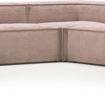 Hjørnesofa Kave Home Blok Lyserød Ribstof H69ã 290ã 320 Cm