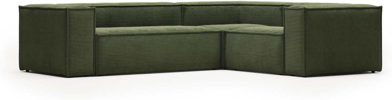 Hjørnesofa Kave Home Blok Modulsofa Polstret Grøn Ribfløjl 290x230 Cm