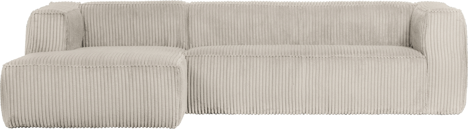 Hjørnesofa Venstrevendt Woood Exclusive Bean   Groft Ribbet Velour Lys Natur B305ã D175 Cm