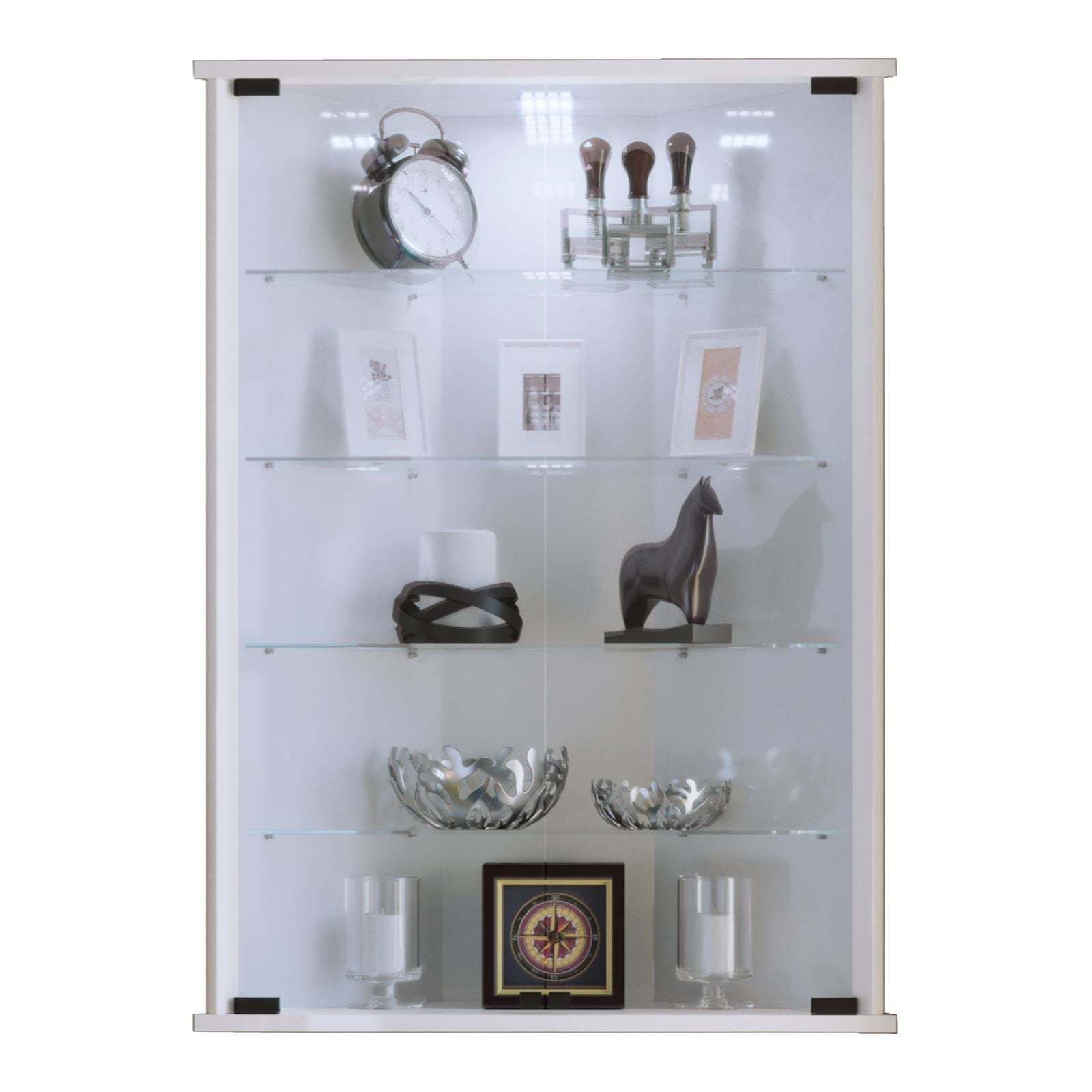 Hjørnevitrineskab Med Esg-sikkerhedsglas  Hvid