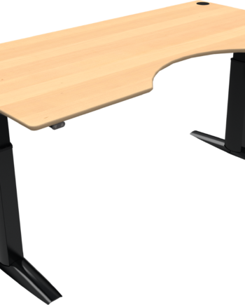 Højdejusterbart To-bens Hæve-sænkebord Zennord Elevateline 200x100 Cm Bøg Sort Med Centerudskæring Og Kabelstyring