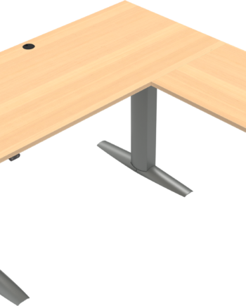 Højdejusterbart Tre-bens Hæve- Sænkebord Firkantet Zennord Elevateline 160x160 Cm Natur Sølv
