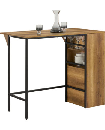 Højt Barbord  Køkkenbord  Med Sammenklappelig Bordplade  120   63   95 Cm  Brun