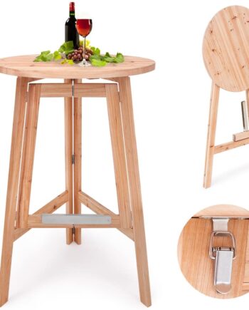 Højt Bord   Massivt Træ  ø78 Cm  Foldbart