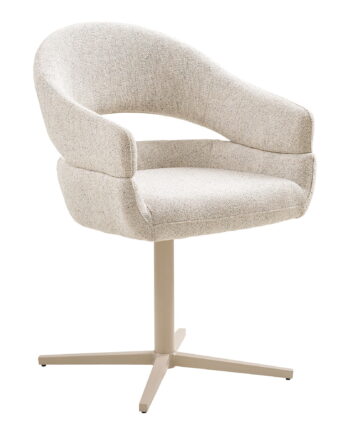 House Nordic Dover Spisebordsstol     Drejefod Og Armlæn Beige Meleret Polyester Og Grå Metal