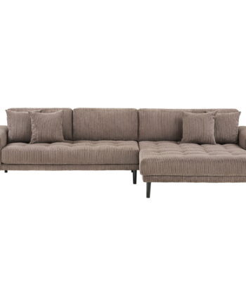 House Nordic Lido Loungesofa  Højre Chaiselong       Puder Brun Fløjl Og Sort Bøg