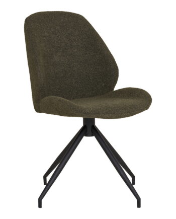 House Nordic Monte Carlo Spisebordsstol     Drejefod Grøn Bouclé Og Sort Metal