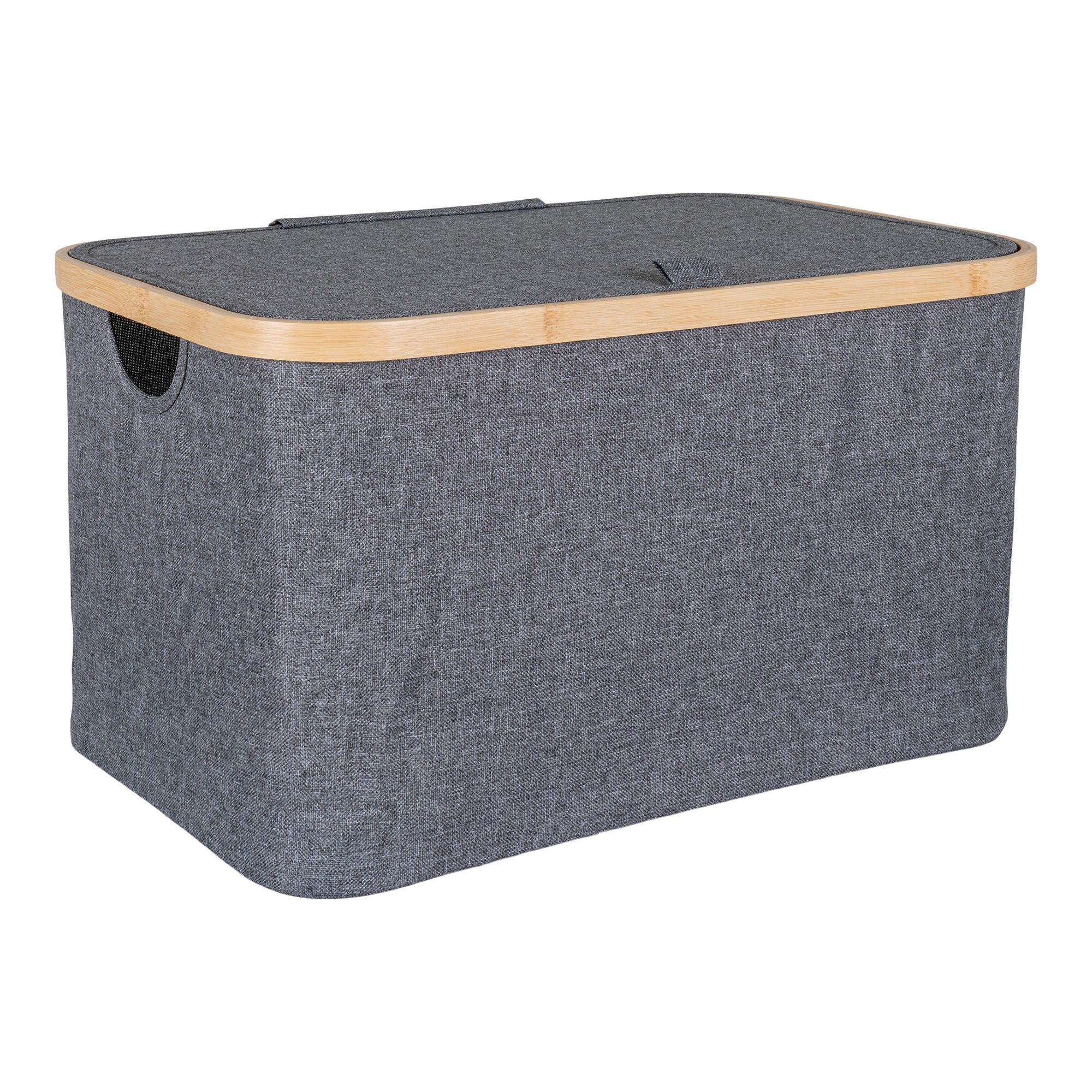 House Nordic Noto Kurv Låg Og Hank Mørkegrå Polyester Og Bambus 30x45x25