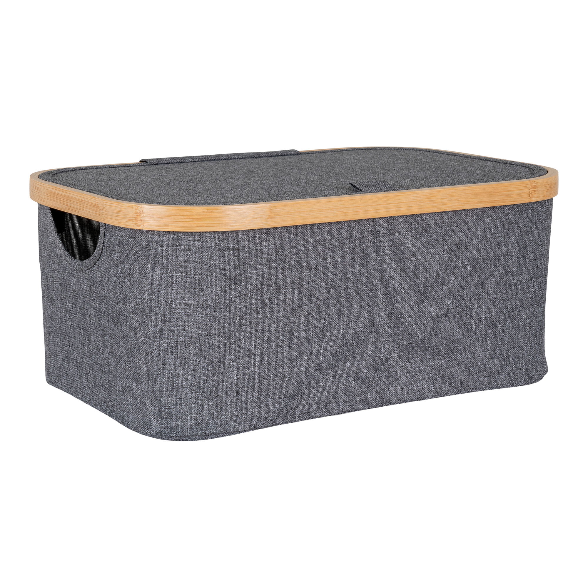 House Nordic Noto Kurv Låg Og Hank Mørkegrå Polyester Og Bambus 38x26x16