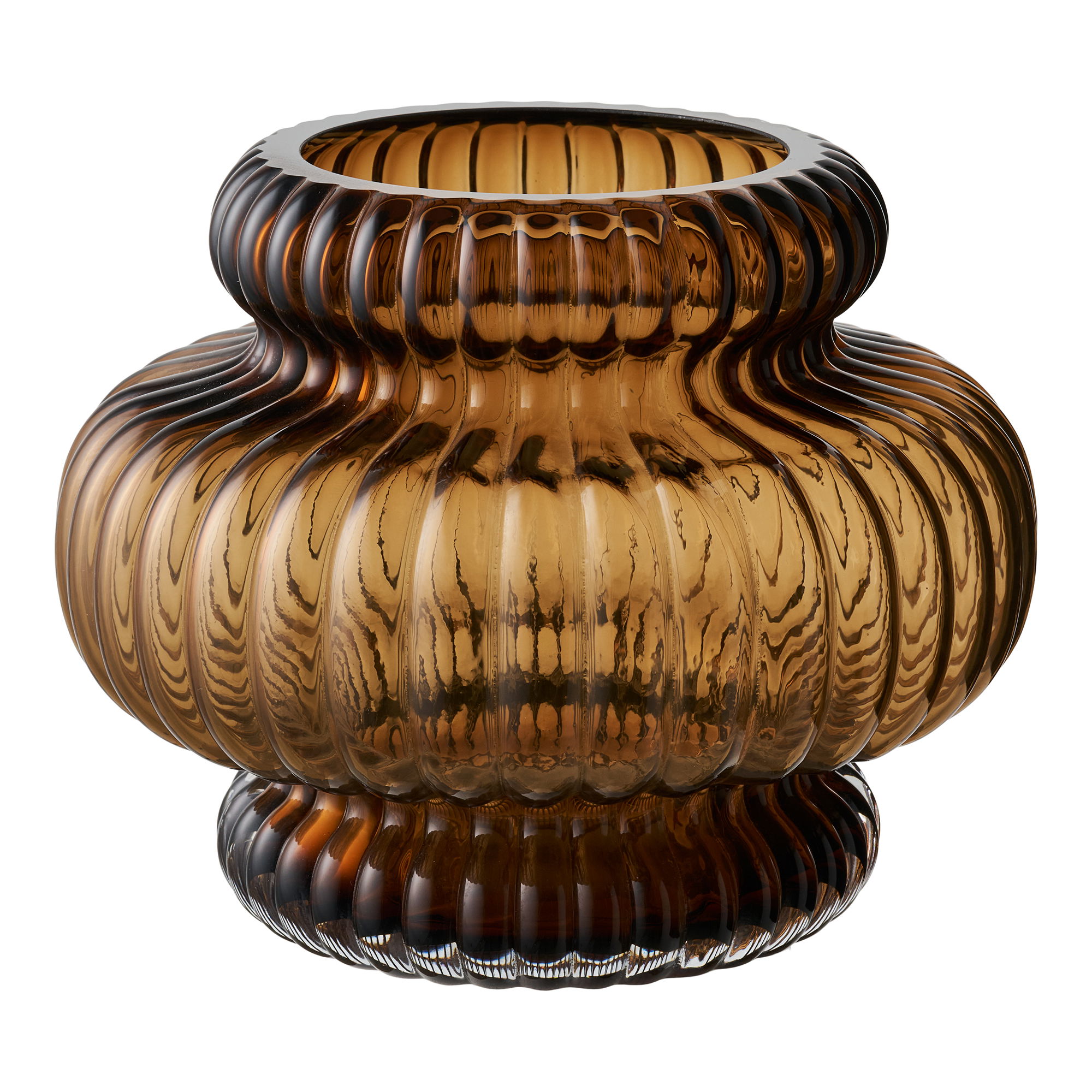 House Nordic Vase Rund Røgfarvet Brun Mundblæst Glas :16