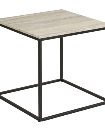 House Nordicâ Vita Hjørnebord  Kvadratisk Beige Melaminfolie Med Travertinlook Og Sort Stål  45x45