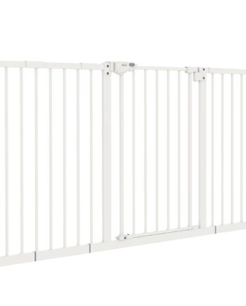 Hundegitter  Udvideligt  Klemmemontering  Metal  136x76 Cm  Hvid