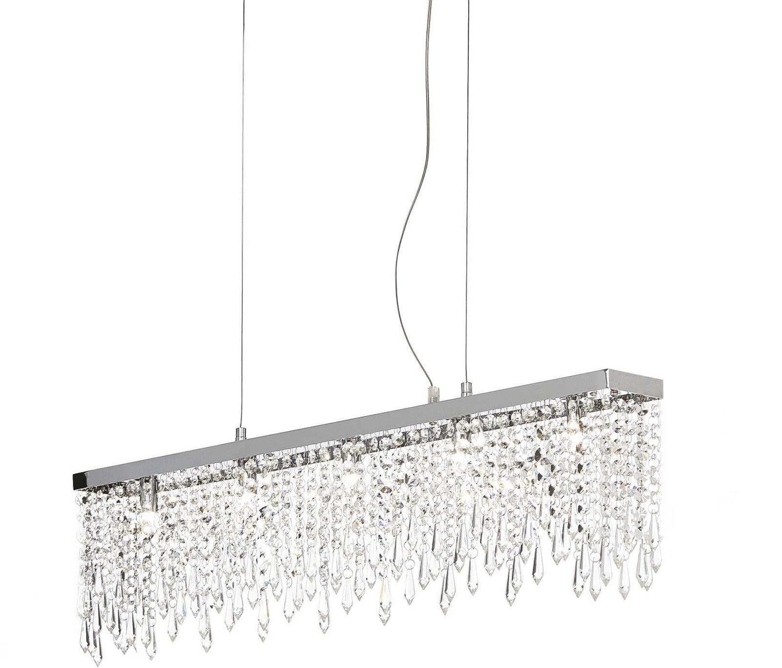 Ideal Lux Giada Pendellampe   Krom Og Glas Med Krystalvedhæng  Justerbar Højde 35-120 Cm  5xg9-pærer Inkluderet