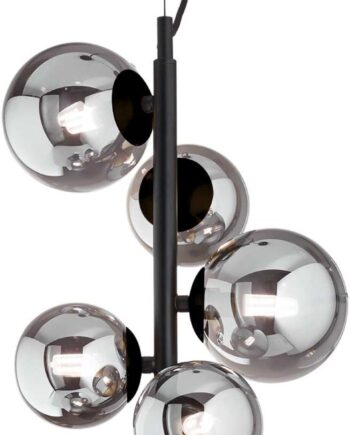Ideal Lux Perlage Pendellampe Mat Sort ø260 Mm Justerbar 580 2670 Mm Med Syv Glasdiffusorer