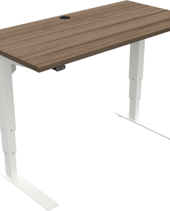 Justerbart To-bens Hæve- Sænkebord Zennord Versastand   Mørk Valnød Og Hvidt Stel 120x60 Cm