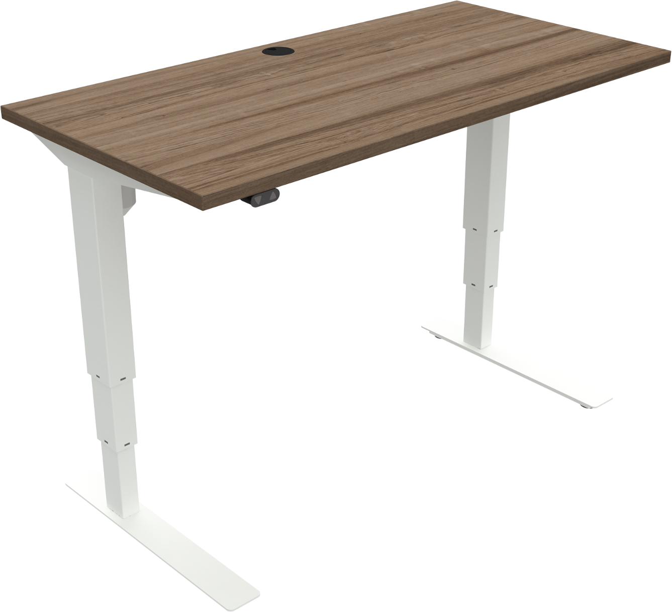 Justerbart To-bens Hæve- Sænkebord Zennord Versastand Mørk Valnød Og Hvidt Stel 120x60 Cm