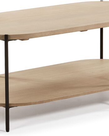 Kaffebord Kave Home Palmia Massivt Mangotræ Og Jern 110x55x45 Cm Natur Sort
